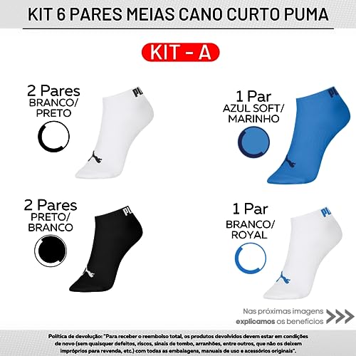 Kit 06 Pares Meias Sapatilha Cano Curto Esportiva Masculino Puma | KIT - A | 39-43