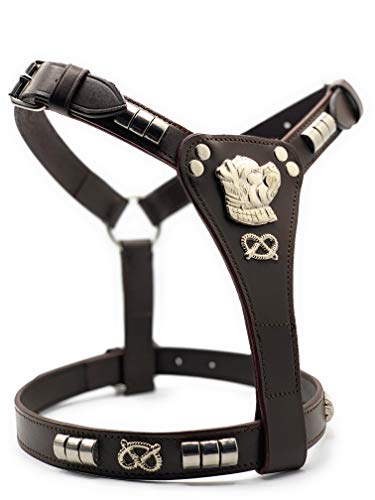 Staffordshire Bull Terrier Chrome Studded Leather Dog Harness Brown Leather Staffy Staff Staffie Harness