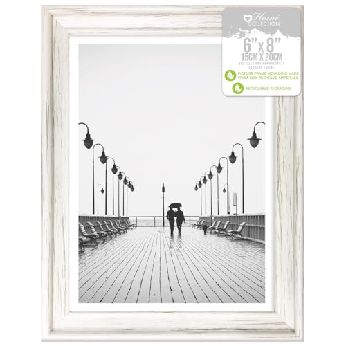 Design Group Cadre photo en bois vieilli style shabby chic Blanc 15,2 x 20,3 cm