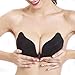 Aedo Backless Bra Self Adhesive Bra Reusable Strapless Padded Invisible Push Up Bra (Cup D, Black)