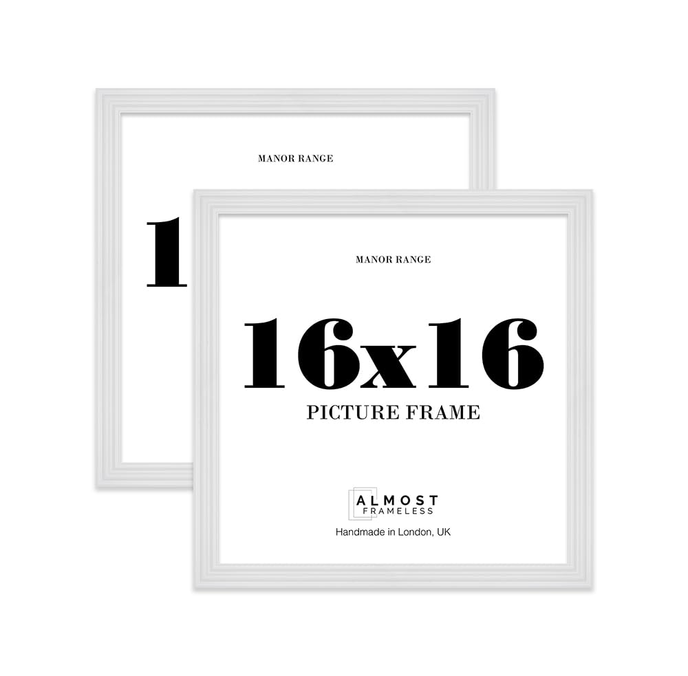 16x16 Picture Frame, Display 16x16 Pictures (40.6 x 40.6cm) - Ice White Classic 42mm Edge Wall Art - 2 Pack