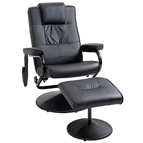 HOMCOM Sillón Relax Reclinable con Reposapiés Sillón de Masaje Eléctrico con 10 Puntos de Masaje Sillón Relax Giratorio con Mando a Distancia para Salón Oficina Negro - imagen 7