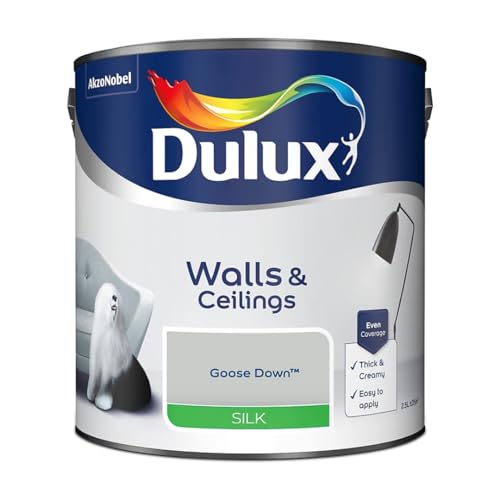 Goose Down Walls & Ceilings Silk Emulsion Paint 2.5 L – Smooth Washable Silk Finish, Quick Dry, Low-VOC, Easy Application for Interior Walls & Ceilings
