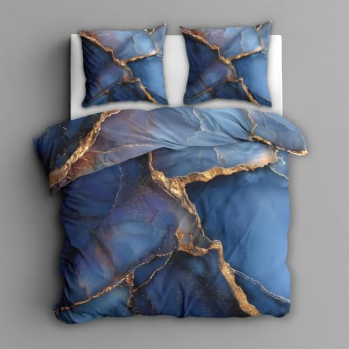 Housse de couette 220x240 bleu et or douce pour en finir avec le linge rêche