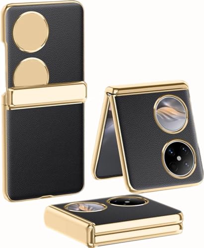 TECSHINE Case for Huawei Pocket2 Folding Screen Mobile Phone. Hinge, Leather Cover Shell for Huawei Pocket 2 Cell-Phone -Black