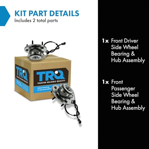 Image of TRQ 2 Piece Front Wheel Bearing & Hub Assembly Set 4WD Compatible with 1997-2000 Ford F-150