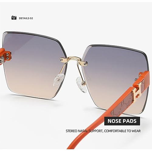 Lunettes de soleil pour femmes sans cadre, accessoires de mode marron - 5