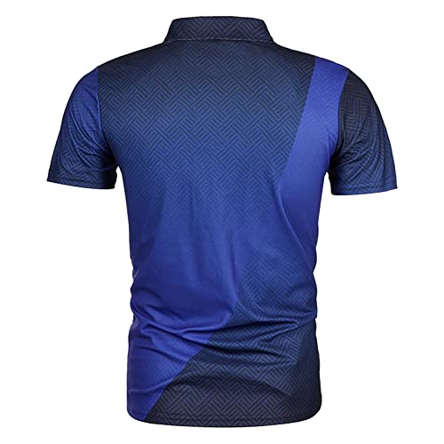 Shirts For Men,Golf Tee Shirt Mens Polo T Shirts New Men's Summer Fashion Casual 3D Printing Polo Shirt Lapel Casual Short Sleeve Top Square Neck Shirt Blue Polo Shirt Men(1-Navy,M) #TOP18