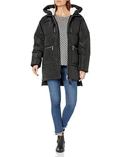 Tribal Women's Cocoon Puffer W/Sherpa Hood-Black, M