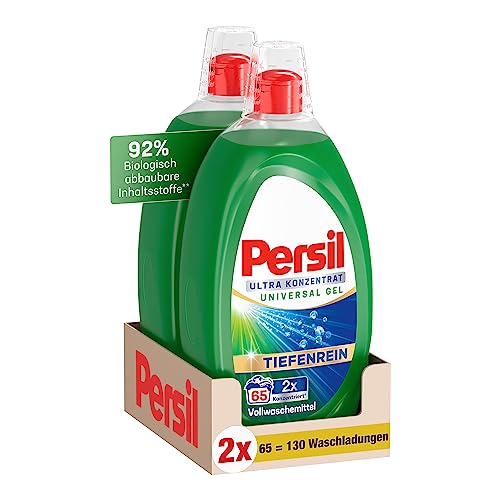 Persil Ultra koncentrat uniwersalny żel do prania 130 cykli prania (2 x 65), wysoko skoncentrowany płyn do prania z technologią Deep Rein-Plus przeciw uporczywym plamom