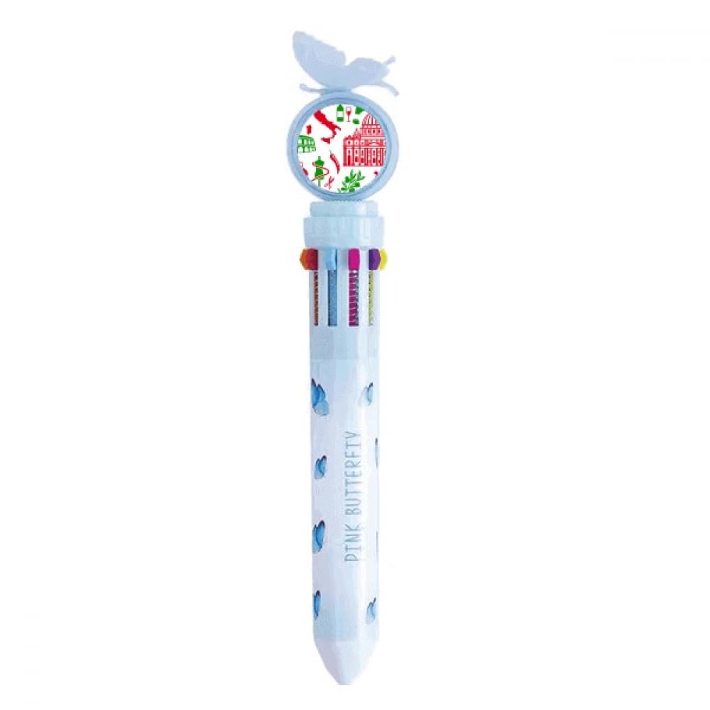 Stylo à bille rétractable multicolore avec drapeau Italie - 4
