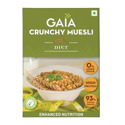 Image of Gaia Crunchy Diet Muesli 400g Box - Low-Calorie, Protein Rich, High-Fiber Muesli Cereal Serves as a Healthy and Nutritious Breakfast Option with Zero Added Sugar.