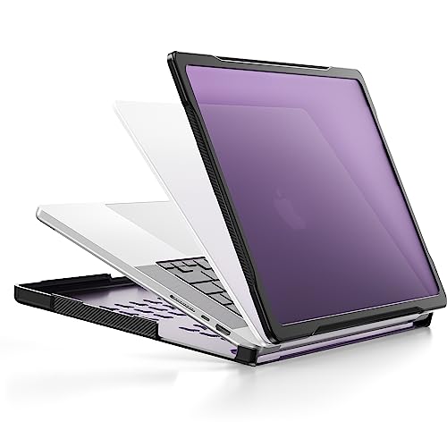 Batianda 4-in-1 Case for New MacBook Pro 16 inch 2026 M5 2024 2023 2021 Release M4 M3 M2 M1 Pro/Max - Matte Translucent Rugged Armor Shell with Carbon Fiber Texture Grip Shockproof Bumper - Purple by Batianda - Image 5