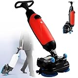 Kindevieft Laveuse Sol Professionnelle Portable, 43cm Largeur Nettoyage, 1200m²/h Capacité, 240 RPM, 360° Rotation pour Domicile Bureau Garages Red
