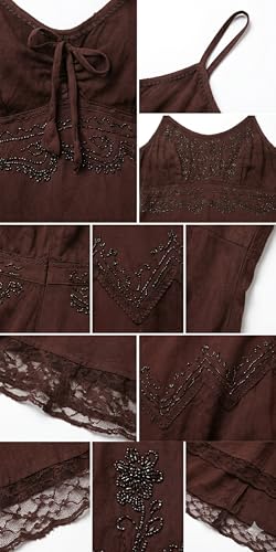 Image of Sakkas Stonewashed Rayon Embroidered Adjustable Spaghetti Straps Long Dress