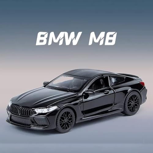 Image of Model Car Exclusive Alloy Metal Pull Back Die-cast Car Metal Pullback Toy car with Openable Doors & Light Music Best Gifts Toys Kids (1:32 Scale B-M-W M8 - Black)