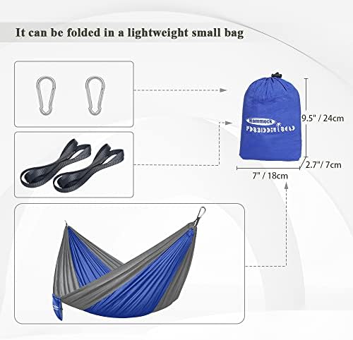 Forbidden Road Hammock Single & Double Camping Portable Parachute Hammock For Outdoor Hiking Travel Backpacking - 210D Nylon Taffeta Hammock Swing - Support 500lbs Ropes Carabiners Included - 4 Colors