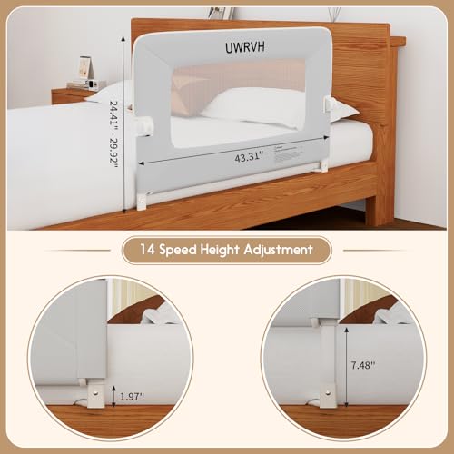 Image of Safety Folding Bed Guard Rail for Toddlers | Fits Twin /Full /Queen /King Beds-T-Shaped Sturdy Base for Extra Stability,Dual Safety Lock,Tool-Free Setup,Breathable Fabric