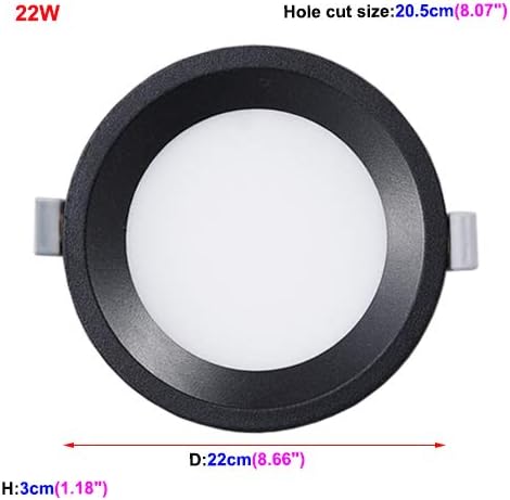 22W Ultra Thin LED Ceiling Flush Mount Recessed Light Fixture Indoor Black 6500K