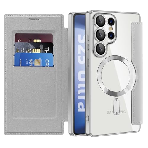 Étui rabat Samsung S25 Ultra transparent coque rigide robuste 360