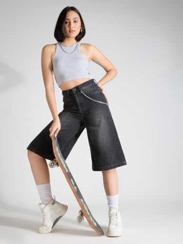 TARAMA black denim shorts – image 6