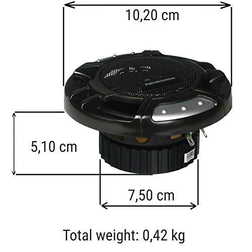 2 RENEGADE RX42 2-drożne głośniki współosiowe 4" 10,00 cm 100 mm 60 watt rms 120 watt max impedancja 4 ohm 92 db spl dla samochodów czarny, para