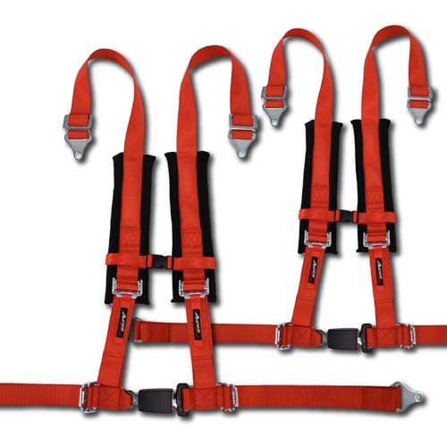 Aces Racing 4 Point EZ Buckle Harness – Pair (2 Harnesses) | 2” Padded Off-Road Harnesses | Comfortable, Easy-to-Use Buckle | (Red)