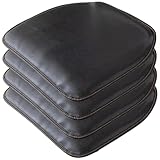 Ngbbby 4 Stück Ledersitzkissen, 16 x 17 rutschfeste, weiche Esszimmerstuhlkissen, wasserdichte, schmutzabweisende Stuhlsitzkissen für Küchen-, Esszimmer- und Bürostühle, Schwarz, Polster für Stühle