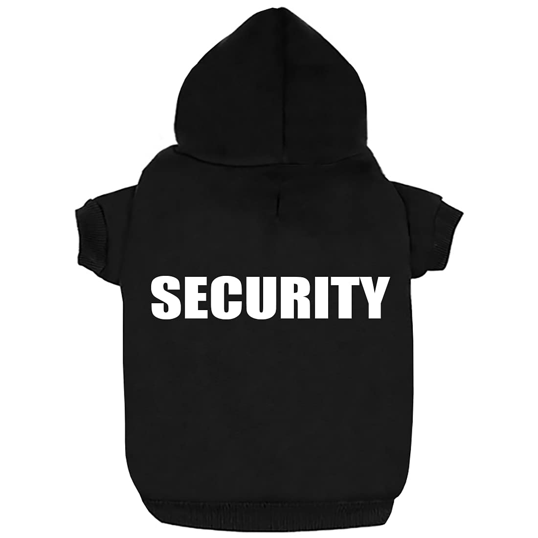 Izefia Vêtements pour Chien Sweats à Capuche Security Imprimé Vêtements Sweat-Shirt Chaud Manteau de Veste en Coton pour Petit Chien Moyen Chat Noir L