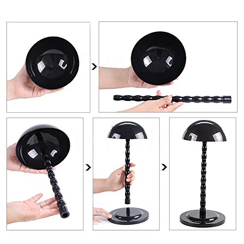 Kdosp Wig Stand Plastic Hat Display Wig Head Holders Mannequin Head/Stand Portable Wig Stand Use Hat For Styling Drying Display Black Plastic Wig Stand (Black) #TOP4