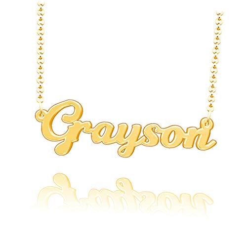 LoEnMe Jewelry Customized Grayson Name Necklace Sterling Silver Plated Custom Made of Last Name Gift for Family