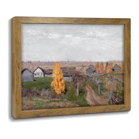 EPHANY Rustic Farmhouse Wall Art Decor - Boho Art Deco Landscape Pictures for Bathroom - French Country Kitchen Print Poster - Neutral Aesthetic Vintage CottageCore - Autumn Fall Birch Meadow Nature Cover
