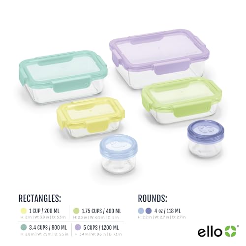 Ello Color Lock 12PC Mixed Glass Food Storage Sets, Leak-Proof Glass Food Storage Containers with Airtight BPA-Free Plastic Lids, Dishwasher, Microwave, and Freezer Safe, Purple Rain by Ello - Used condition - Image 4