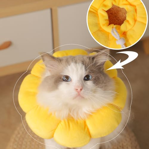 Maslasee Sunflower Cat Cone Collar Soft, Inflatable Donut Collar for Cats Adjustable Recovery Cone for Dogs Rabbits Pet Healing Collar Alternative to Elizabethan Cone - Image 4