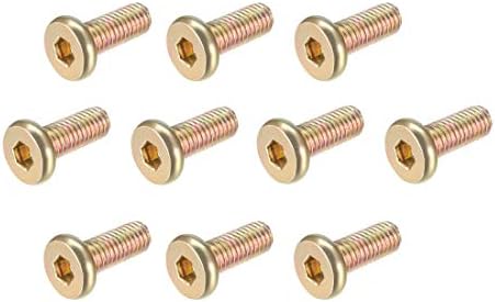sourcing map M6x45mm Furniture Screw Hex Socket Machine Screws Zinc Plated Fasteners Bolts Full Thread Carbon Steel 10Pcs
