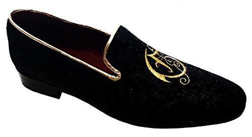 Zapatos de hombre de terciopelo damasco con bordado para bodas y galas