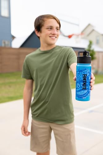 Simple Modern Kids Summit Water Bottle with Straw Lid | Fortnite 18oz Stainless Steel Cup Insulated Tumbler for Boys, Girls, School | Fortnite 2