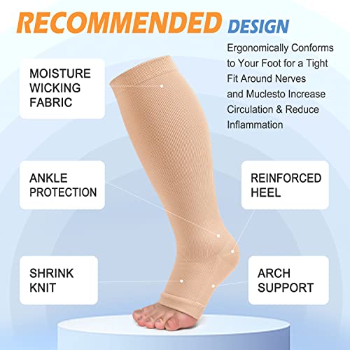 3 Pack Copper Compression Socks for Women & Men, 20-30mmHg Open Toe Knee High Stockings for Circulation Support4