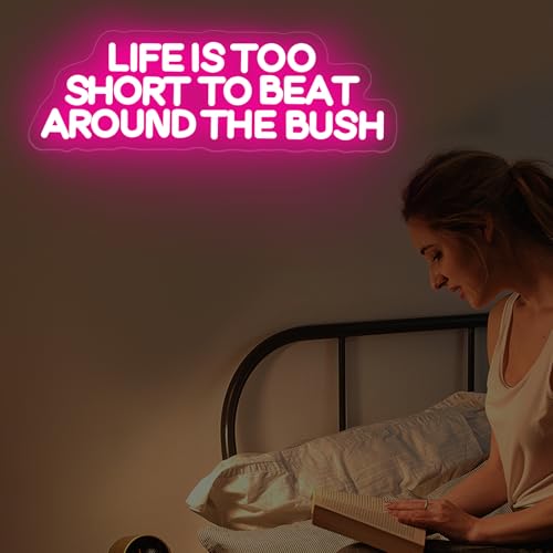 Image of Life is Too Short to Beat Around the Bush Neon Sign, Wax Specialist LED Light, Esthetics Salon Suite Decor, Waxing Studio Sign,Clinic Wall Decoration, 17.7 inchx5.9 inch, Pink