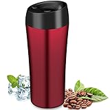【GRAN CALIDAD】Taza de acero inoxidable 304, un material inodoro y muy duradero. Se puede reutilizar una y otra vez, por lo que es una opción más ecológica que las tazas desechables de plástico para tomar una deliciosa bebida en cualquier momento.