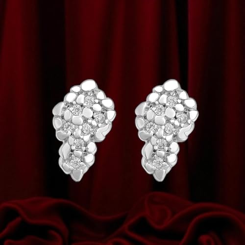 Mens Ladies 14K White Gold Over Silver Lab Diamond Nugget Earrings Screw Back Studs Iced Out aretes para hombre - Men's Earrings, Screw Back, Men's Jewelry, Hip hop Earring2