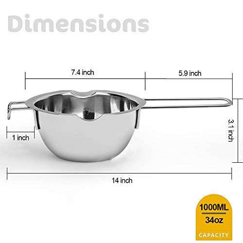 1000ML Upgrade Double Boiler Stainless Steel Melting Pot For Chocolate, Candle and Candy Making (34oz) by SONGZIMING - Image 2
