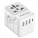 Universal Travel Adapter with USB C, Travel Plug Adapter Worldwide with 1 USB C and 3 USB A, International Travel Adapter Dual 10A Fuses All in One Universal Plug Adaptor for US EU AU UK