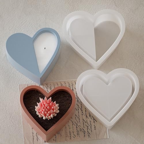 Moule en silicone cœur résine époxy bougies plâtre pots fleurs - 8