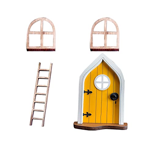 Rotors Fairy Door For Tree Decorations Miniature Elf Door For Tree Décor Fairy Garden Accessories Outdoor Decor Kit Tree Stump Decor Gnome Door Set Garden Art Outdoor For Kids Window (Style-16) #TOP5