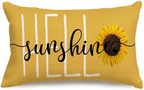 RABUSOFA Hello Sunshine Quote Sunflower Spring Summer Pillow Cove...