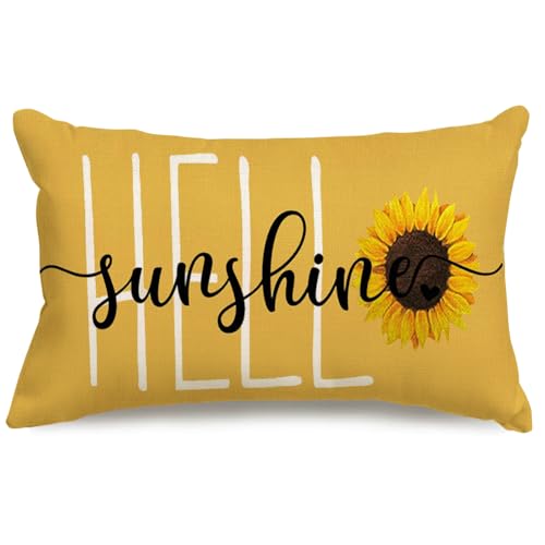 RABUSOFA Hello Sunshine Sunflower Spring Summer Throw Pillow Cove...