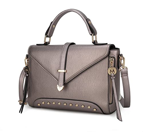 MKF Collection Bolsa tiracolo feminina, bolsa de ombro de designer de couro vegano da Mia K, Angela Pewter, Medium