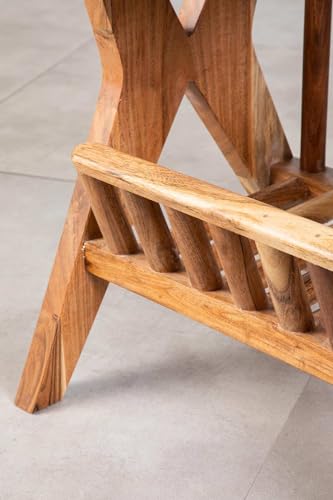 Image of Cross End Table for Bedroom |Magazine for Living Room |Premium Side Table for Home & Kitchen |Acacia Wood, Natural |Ideal for Home Decor