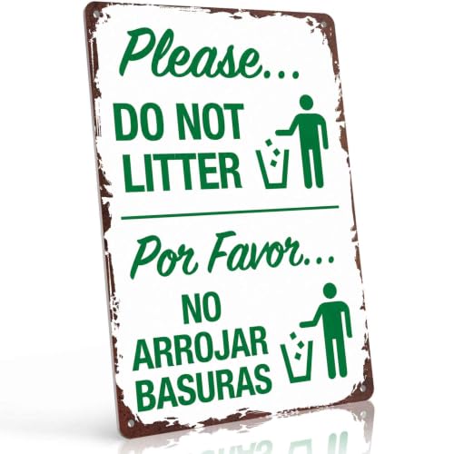 Please Do Not Litter Metal Sign 8x12 Inch, Funny Aluminum Wall Decoration for Office Lobby School Park Restaurant Café Garage and Public Restroom Decoration